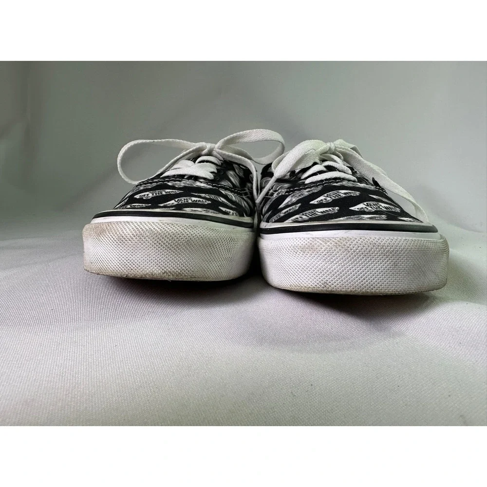 Vans Authentic Blurred Logo Black White Low Top Skate Shoes Mens 6 Womens 7.5‎